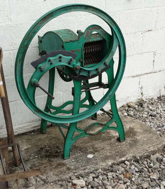 Agricultural Bygone : chaff cutter / Threshing? machine ' A No 2 Long Lookd For ' by Maldon Iron