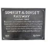 A 21stC cast metal sign "Somerset & Dorset Railway 15 1/2" wide 11 1/2 CONDITION: