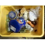 Box of assorted miscellaneous items to include Sylvac, codd bottle,