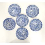 A set of 6 late 19th C Blue and white Copeland Spode's '' Italian '' pattern plates.