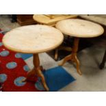 Pair of pine tripod tables (circular) CONDITION: Please Note - we do not make