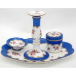 Coalport blue ground floral decorated dressing table part set CONDITION: Please