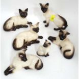 A collection of 5 Beswick Siamese cat figures to include numbers 1887,