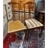 Pair of bedroom chairs with inlaid decoration and upholstered seats CONDITION: