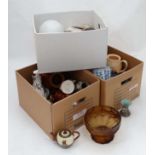 3 x Box of assorted ceramics and glassware to include Denby, Torquay ware, Delft , , Wedgwood,