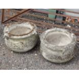 pair of composite stone urns CONDITION: Please Note - we do not make reference to