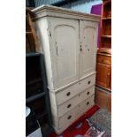 Victorian white painted pine linen press CONDITION: Please Note - we do not make