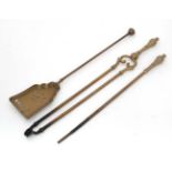 Brass fire tools CONDITION: Please Note - we do not make reference to the condition