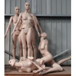 5 mannequins in various positions.