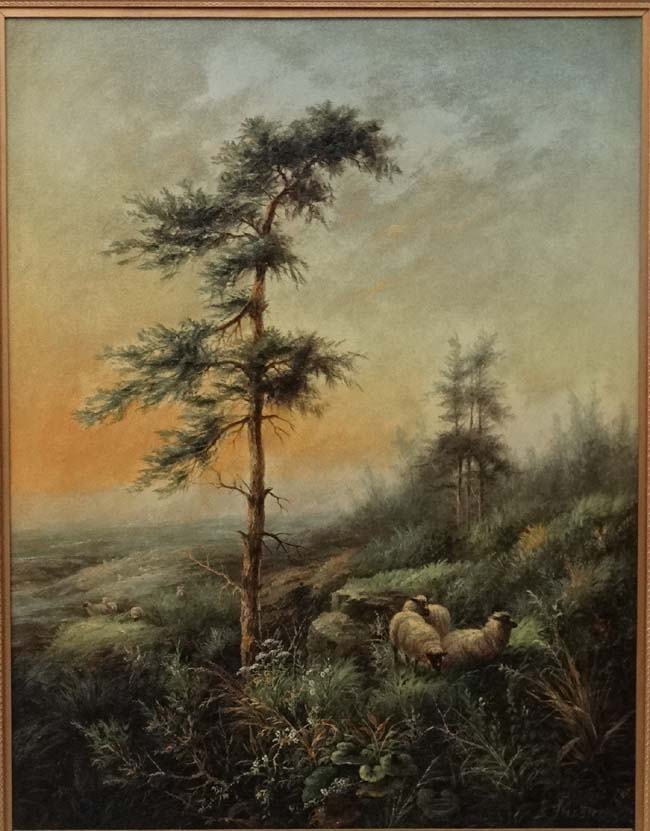 E Masters ( XIX-XX ), Oil on canvas, a pair, Sheep and a Scots Pine in a vista, - Image 4 of 9