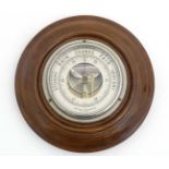 Aneroid Barometer : an early- mid 20thC mahogany cased aneroid barometer with open workings,