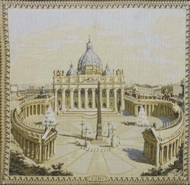 Early - mid XX needlework, Scenes in Italy , a pair, ' Roma ' St. - Image 3 of 6