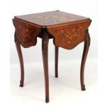 A French ormolu and marquetry inlaid Louis XV drop flap squared table 22 1/2" high x 13" sq.