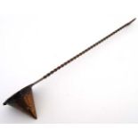 A 19thC Arts and Crafts copper candle snuffer 12 1/2" long CONDITION: Please Note -