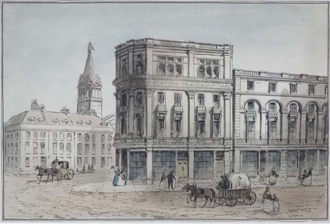 XIX English School, Pen ink and watercolour, ' New Oxford Street ' , Titled lower left, 8 x 11 7/8". - Image 3 of 4