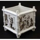 A black and white transfer printed jardiniere of square form ,