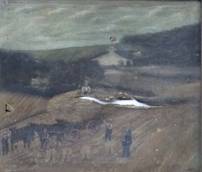 Risborough 1912 Folkart, Oil on canvas, - Image 3 of 4