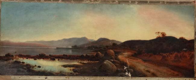 Walter Williams (Act 1841-1880), Oil on canvas ( no stretcher ), Harvesting at the edge of a Loch, - Image 2 of 3