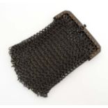 A late 19thC chain mail purse 2 5/8" wide x 4" deep CONDITION: Please Note - we do