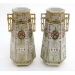 A pair of Noritake , Made in Japan, Art Deco twin handled vases ,