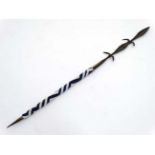 Ethnographic Native tribal : A short stabbing spear with beaded handle 22 1/2" long