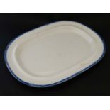 A c1820 Spode blue shell edge / feather edge creamware meat plate,