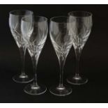 A set of 4 large pedestal wine glasses with cut decoration 9 1/2" high CONDITION: