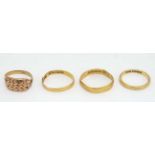 4 various rings to include 3 22ct gold wedding bands and a 9ct gold ring (4) CONDITION: