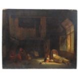 J Van Lil 1859, Oil on panel, Dutch Interior Scene, Signed and dated lower right, 15 3/4 x 19 5/8".