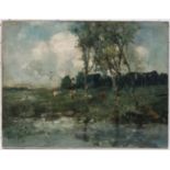 George Boyle 1888 Impressionist School, Oil on canvas, Country vista of a watering hole,