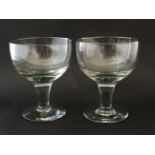 A pair of large rummer style pedestal glasses 6 1/2" high x 5" diameter CONDITION: