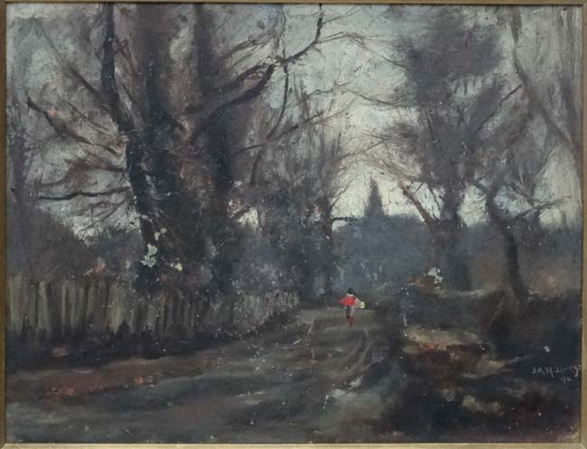 JAH James late XIX, Oil on board, The church lane, Signed and dated ' 94 ' lower right, - Image 4 of 4