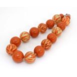 A Vintage retro Bakelite style celluloid like bead necklace approx.