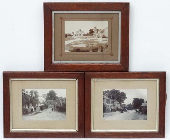 Local sepia and monochrome photographs x 3, The Green up towards the windmill, Quainton ,