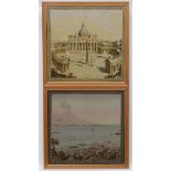 Early - mid XX needlework, Scenes in Italy , a pair, ' Roma ' St.