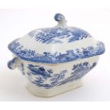 A c1920s Masons Ironstone China blue and white '' Willow '' pattern soup tureen with cover,