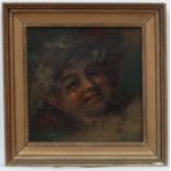 XIX Continental School, Oil on board, '' Young Bacchus with grapes crown'', Inscribed Verso,