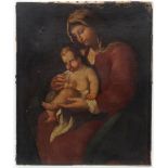 Late XVII Italian School, Oil on canvas, Madonna and the Christ child,