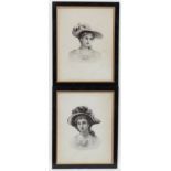 M Walker, XIX/XX (possibly Maude Walker ), Pair of pencil portraits, young ladies, Sophie,