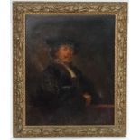 XVIII Follower of Rembrandt van Rijn, Oil on canvas, Portrait of Rembrandt after a self portrait,