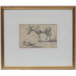 Robert Hills (1769-1844), Pencil Drawing, 'Ass and Foal 1820 ' Signed and dated lower right,