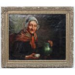 Gae Dyson ? XIX, Oil on canvas, Portrait of a woman with jug and bowl, Signed upper left,