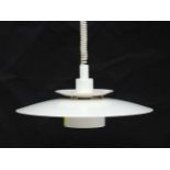 Vintage Retro : a Danish Pendant lamp / light ( rise and fall ) a white liveried Dana Light Type