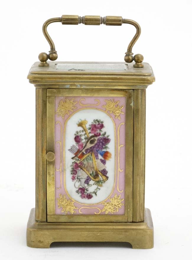 Porcelain panel Carriage Clock : an Old Sevres style porcelain timepiece French Carriage clock , - Image 2 of 5