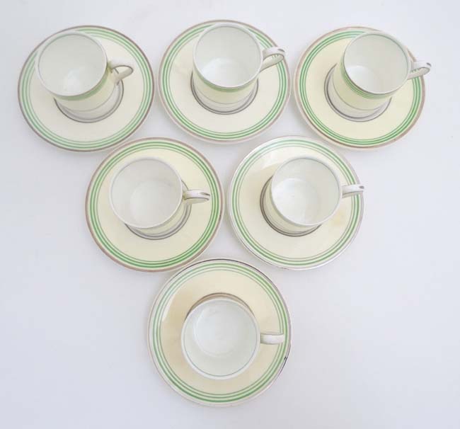 A set of 6 c1930s Wedgwood 6 coffee cups and saucers, number 5188, - Image 5 of 9