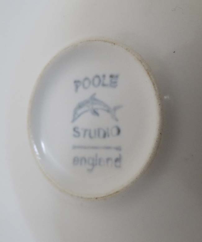 A small Poole pottery bowl in a blue moon style , bears factory stamp to base. 5 1/4'' high. - Image 2 of 5