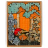 Z Ralph XX Belgian, 9 polychrome tiles, Assorted toadstools, Signed lower right.