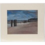 C Reynolds- Jones XX, Pastel, Beach with sand barriers, Signed lower right.