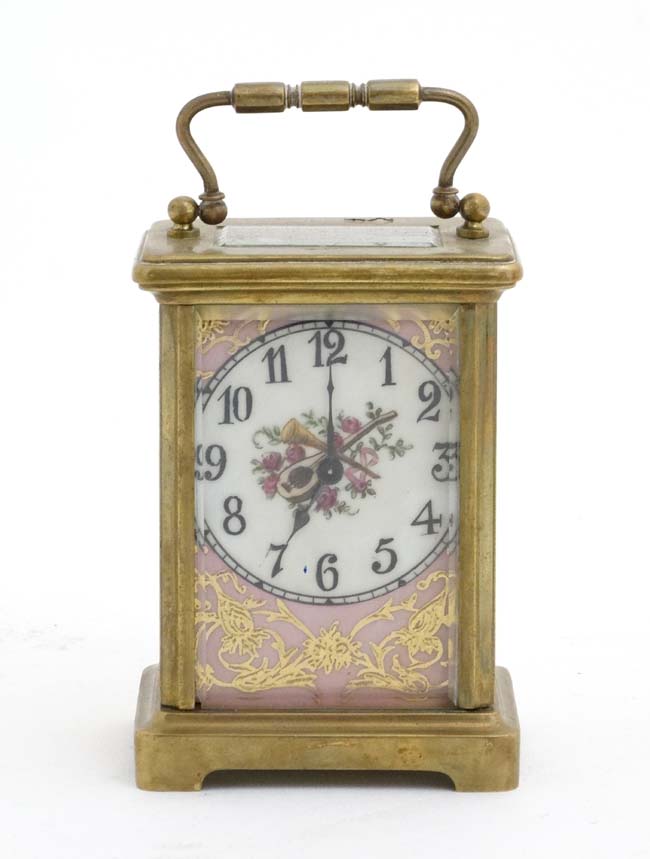 Porcelain panel Carriage Clock : an Old Sevres style porcelain timepiece French Carriage clock , - Image 4 of 5