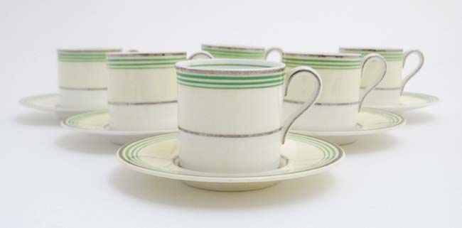 A set of 6 c1930s Wedgwood 6 coffee cups and saucers, number 5188, - Image 4 of 9